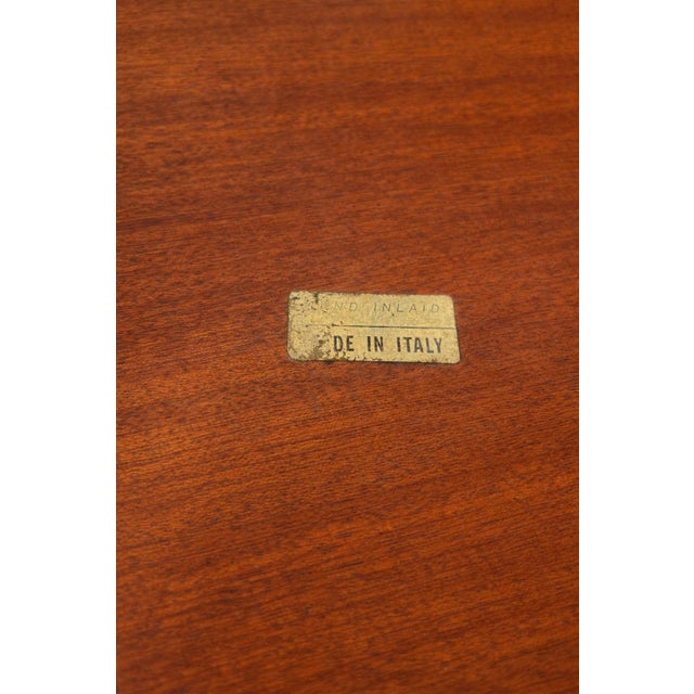 1960s Large Vintage Mid-Century Italian Inlaid Wood Serving Tray With Metal Gallery, C. 1960s For Sale - Image 5 of 6