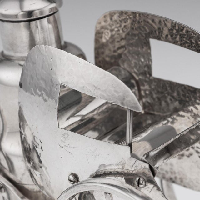 Antique 20th Century Carriage Silver Plated Table Lighter & Cigarette Holder, 1900s For Sale - Image 6 of 18