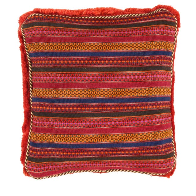 This Gabbeh pillow is made of high-quality LAMBS WOOL The piece was crafted with good workmanship. Gabbeh Pillows are made...