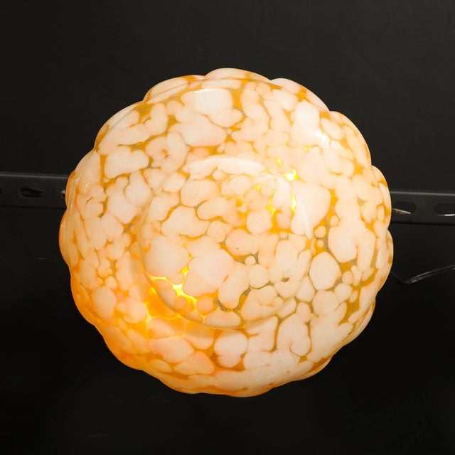 Art Deco White and Orange Glass Pendant Chandelier With Brass Fittings For Sale - Image 12 of 12