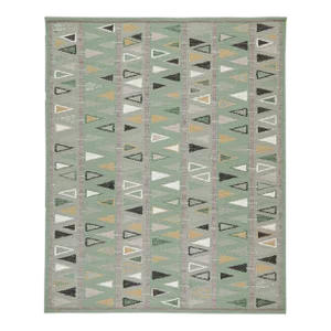 Swedish Geometric Rug by Celerie Kemble for Chairish in Sage - Yarn Card
