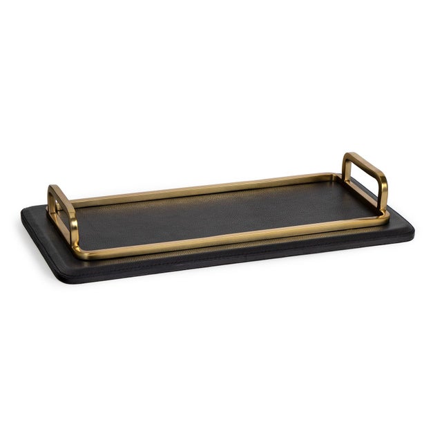 2020s Greyson Leather Rectangle Tray Small, Natural Brass For Sale - Image 5 of 5