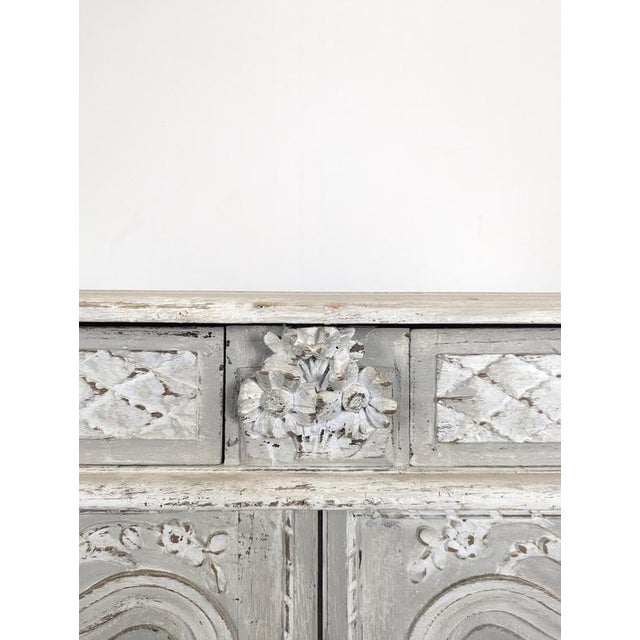 Metal Louis XIII Buffet with Twisted Columns in Grey Oak For Sale - Image 7 of 11