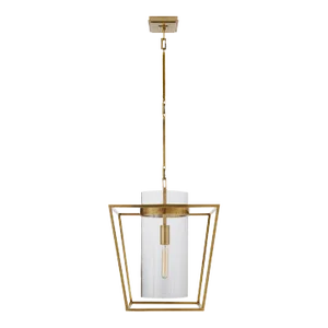 Ian K. Fowler for Visual Comfort Signature Presidio Small Lantern in Hand-Rubbed Antique Brass with Clear Glass