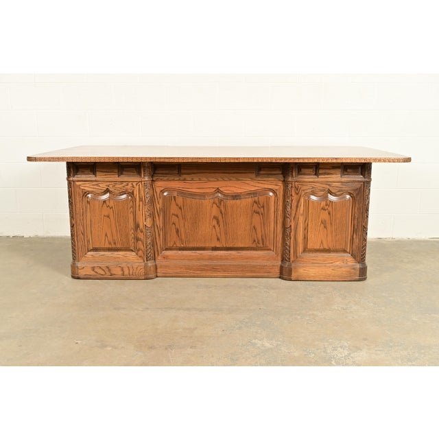 Romweber Viking Oak Executive Desk, Circa 1960s For Sale - Image 11 of 12