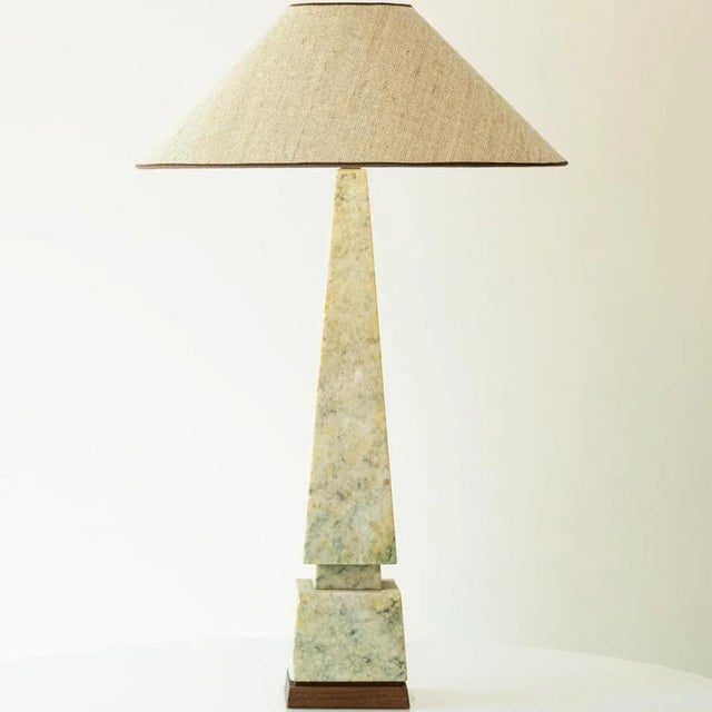 Marble Table Lamp with Beige Silk Lampshade attributed to R. Houben, 1970s For Sale - Image 6 of 10