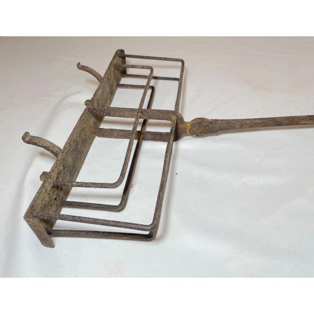 Antique 18th Century Handmade Primitive Wrought Iron Wood Fireplace Toaster For Sale - Image 11 of 11