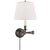 Candlestick Swing Arm in Bronze with Silk Shade Height: 16" Extension: 19" Backplate: 5" Round Mounting: Portable Shade...