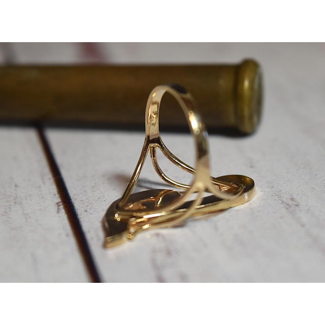 Gold Vintage 14k Yellow Gold Diamond Cut Initial Ring Letter T Size 6 For Sale - Image 8 of 17