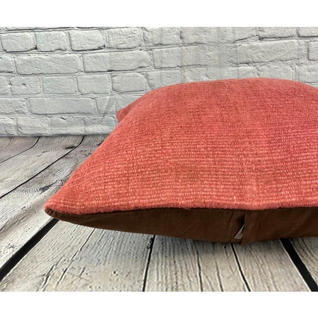 20 x 20 Hemp Pillow Turkish Cushion Natural Orange Pillow Cushion Cover For Sale - Image 4 of 4