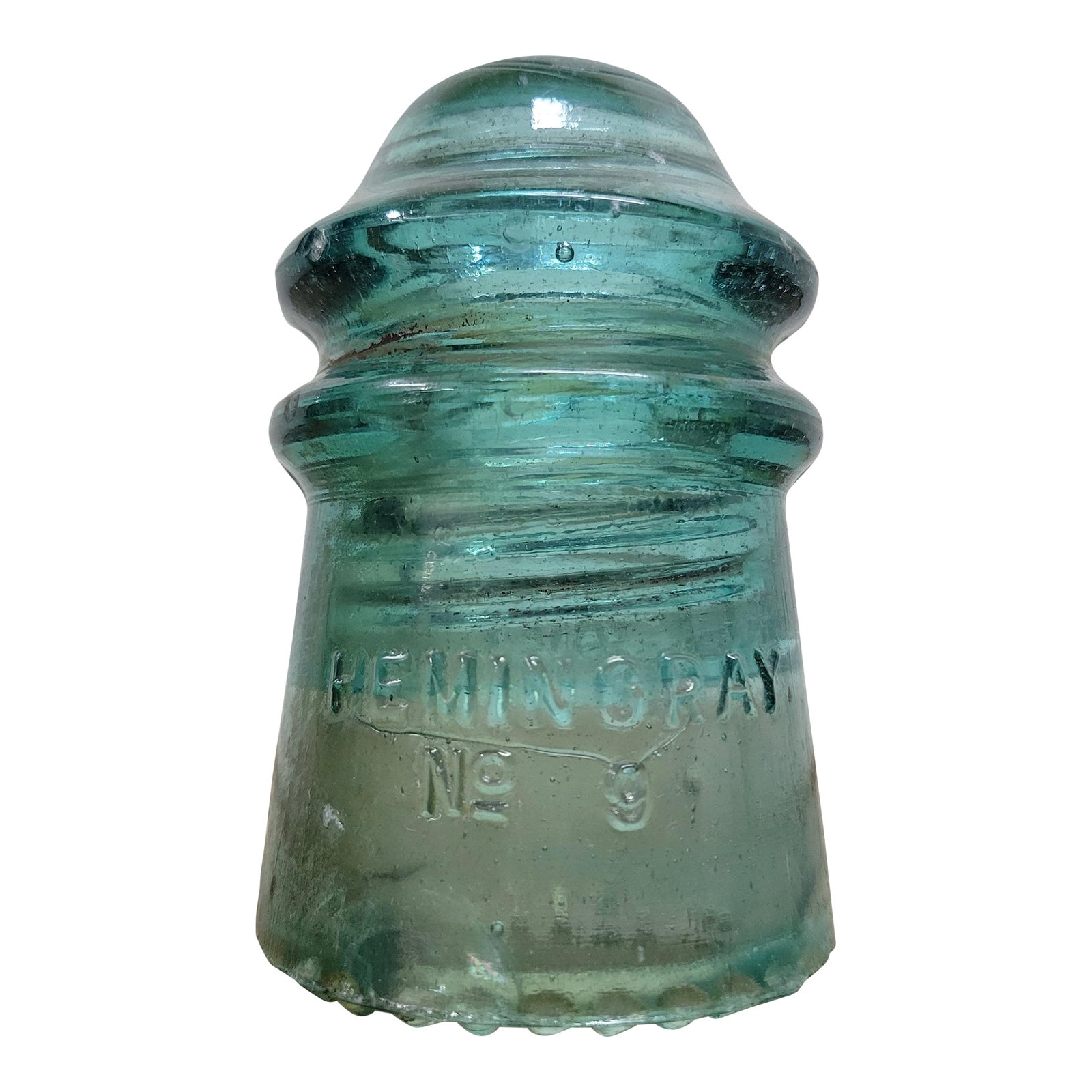 Vintage Hemingray No. 9 Aqua or Teal Glass Insulator | Chairish