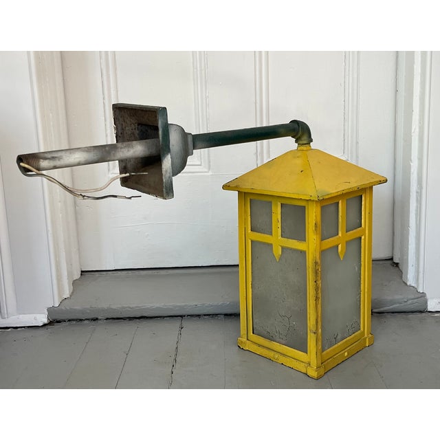 Antique Early 20th C. Aesthetic Movement Mission or Mackintosh Style Outside Iron Wall Lanterns - A Pair For Sale - Image 11 of 18