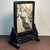 1980s 1980s Black Sandalwood Framed Marble Table Screen, Natural Stone Landscape For Sale - Image 5 of 9