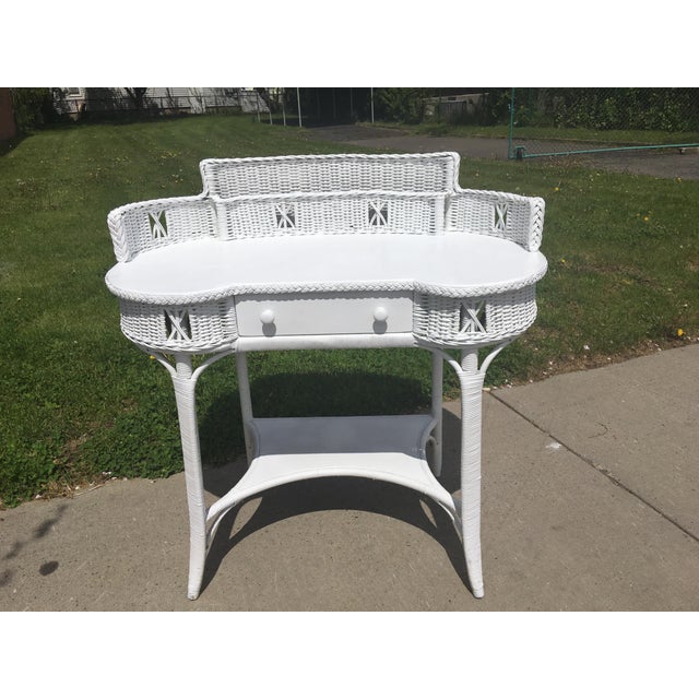 Haywood and Wakefield Wicker Vanity With Chair 2 Pieces Chairish