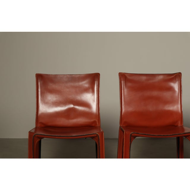 Red Vintage Cab 412 Dining Chairs by Mario Bellini for Cassina, 1970s, Set of 4 For Sale - Image 8 of 16