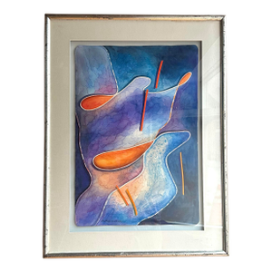 Colorful Modernist Abstract by Bethea Owen 1990