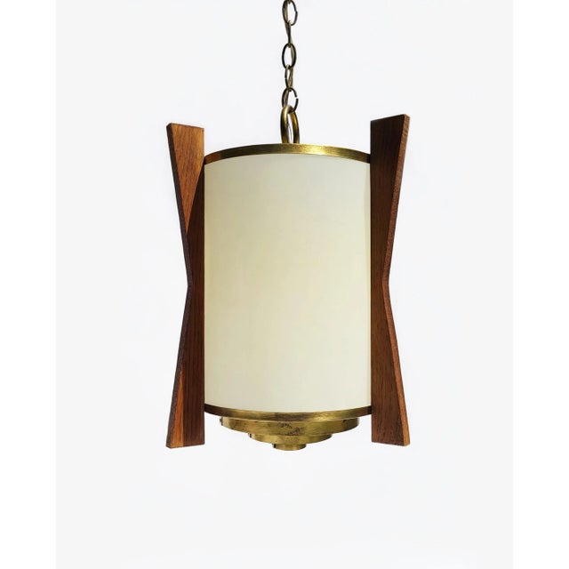 Pair of Sanctuary Fin-Framed Drum 4-Light Chandelier Pendants With Brushed Brass Ring Diffusers For Sale In Detroit - Image 6 of 11