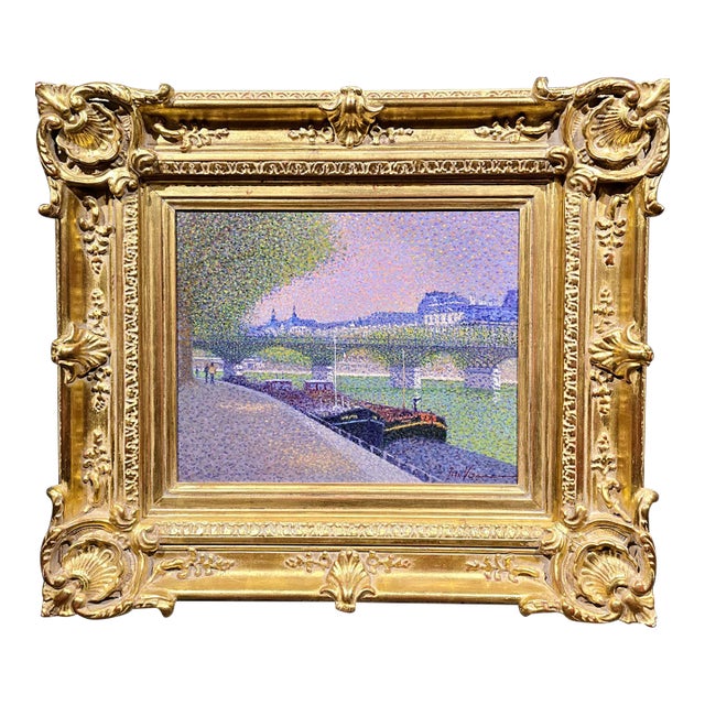 Jean Vollet – Pont Des Arts, Paris – French Pointillist Oil Painting For Sale