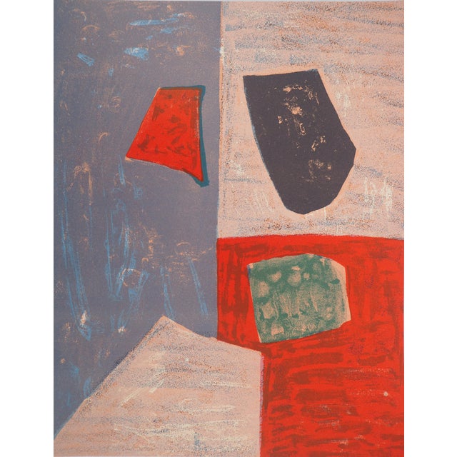 Serge Poliakoff, Pink and Red Composition, Original Lithograph For Sale