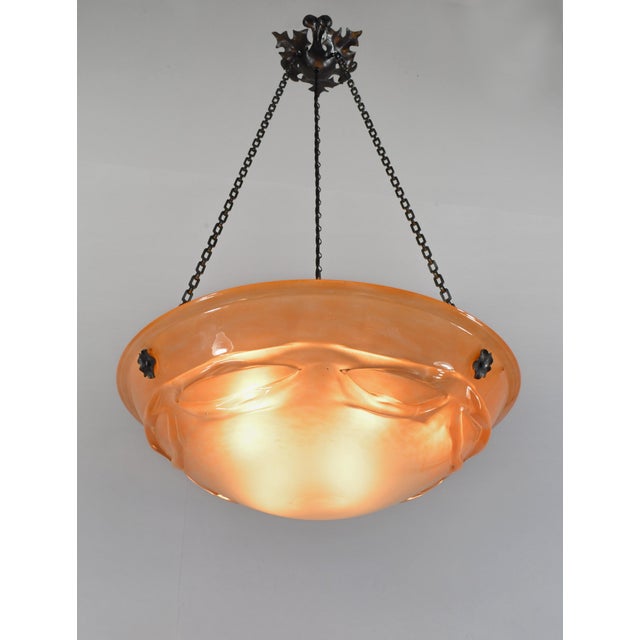 Art Deco 1930s Le Verre Francais Schneider French Art Deco Pendant Light For Sale - Image 3 of 11