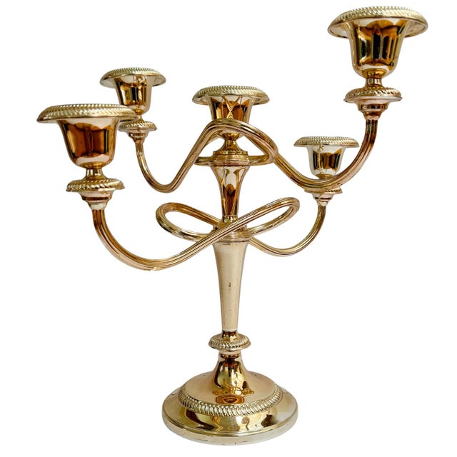 Silver Early 20th Century Parisian Silver-on-Copper 5-Arm Candelabras - A Pair For Sale - Image 8 of 13