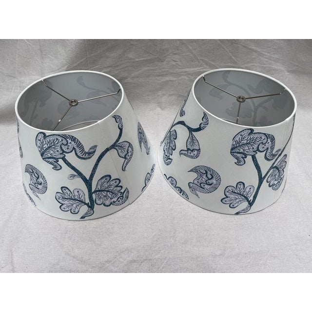 Blue and White Decoupage Lamp Shades a Pair For Sale - Image 6 of 12