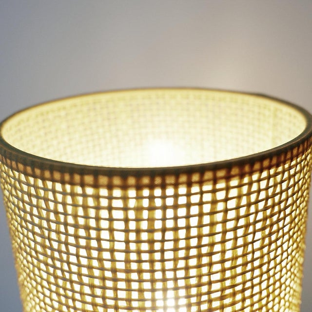 Modern Vintage Marble Table Lamp with Raffia Shade For Sale - Image 3 of 13