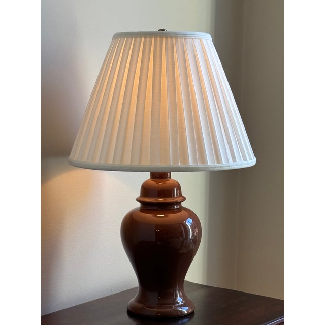 1960s Chocolate Brown Ginger Jar Table Lamp For Sale - Image 10 of 12