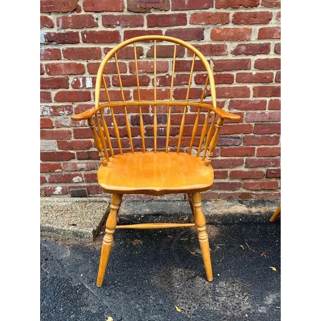 Late 20th Century Vintage Maple Fan Back Spindle Windsor Dining Chairs - Set of 4 For Sale - Image 9 of 10