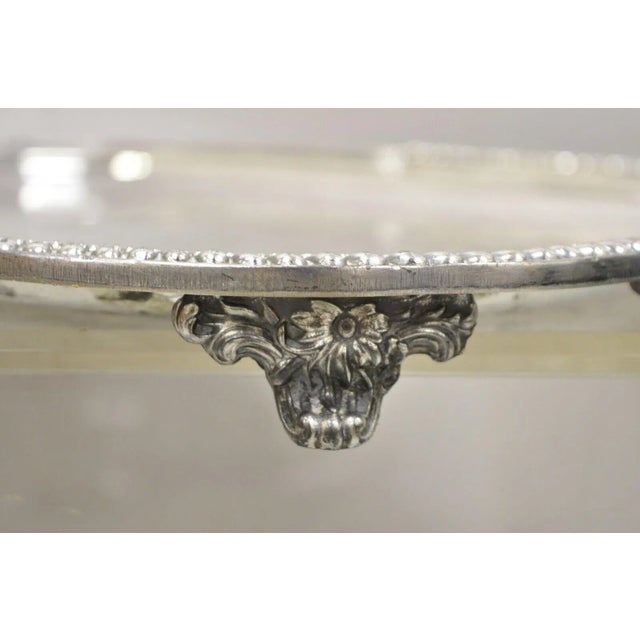 Vintage Silver Plated Victorian Style Regency Heavy Twin Handle Platter Tray For Sale - Image 9 of 12
