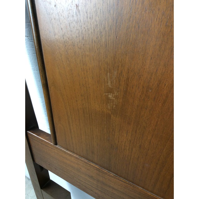 Mid Century Modern Full Size Walnut Headboard With Turned Wood Frame For Sale - Image 14 of 17