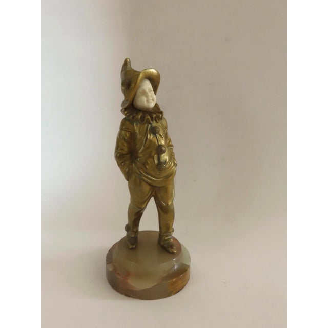 French Bronze Pierrot Boy Signed Sculpture by George Omerth For Sale - Image 4 of 10