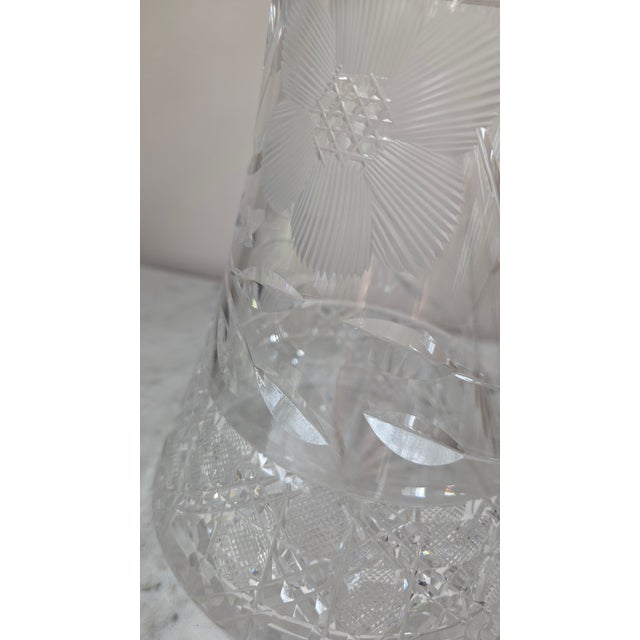 Vintage American Brilliant–Style Cut Lead Crystal Water Pitcher For Sale - Image 12 of 18