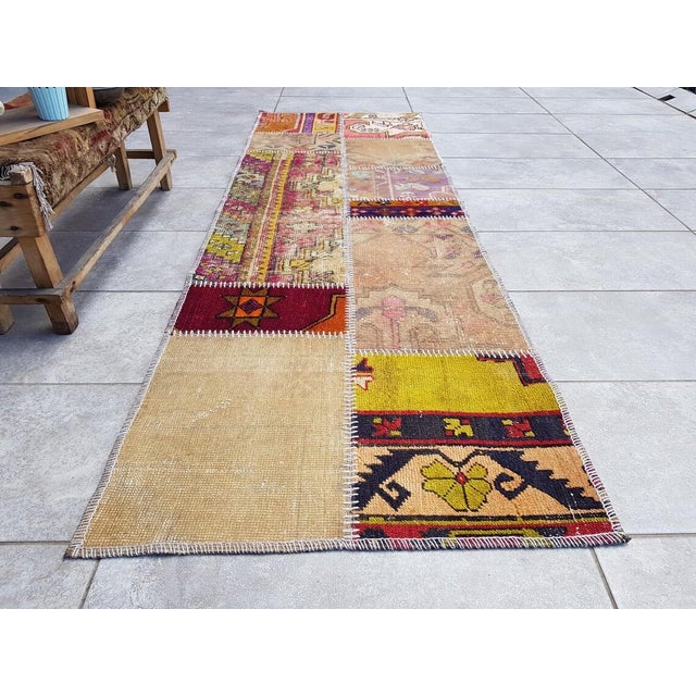 Tan Colour Oushak Mid 20th CenturyRunner For Sale - Image 4 of 10