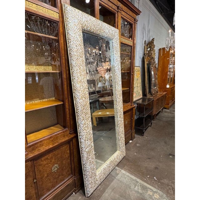 Mid 20th Century Large Scale Vintage Mother of Pearl Mirror For Sale - Image 5 of 5