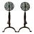 Arts & Crafts Style Tulip Design Medallion Cast Iron Andirons For Sale