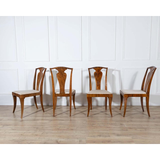 Art Deco Set of Four French Art Deco Dining Chairs in Walnut and Bois de Rose, circa 1920 For Sale - Image 3 of 9