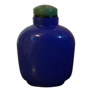 Art Deco Chinese Bright Blue Peking Glass Snuff Bottle