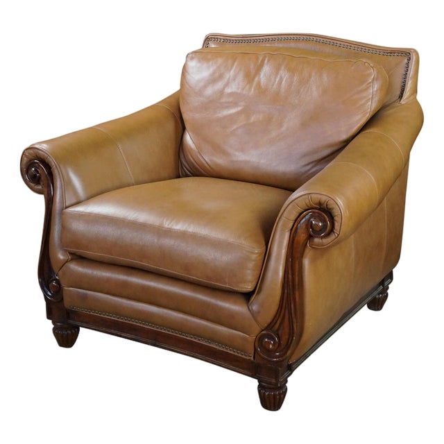 Vintage Rapallo Oversized Leather Club Lounge Reading Library Armchair 45" For Sale