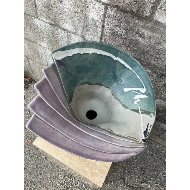 Purple Large Post Modern Two Pieces Studio Pottery Vase. Circa 1980s For Sale - Image 8 of 18