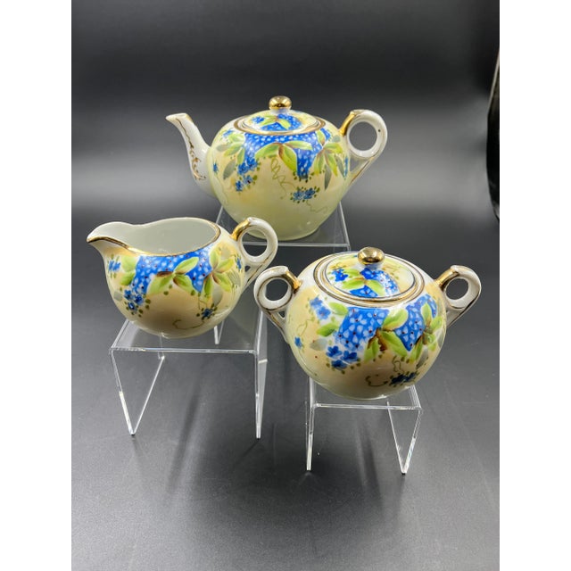 Ceramic Vintage Nippon Floral Asian Ceramic Tea Set- 3 Pieces For Sale - Image 7 of 12