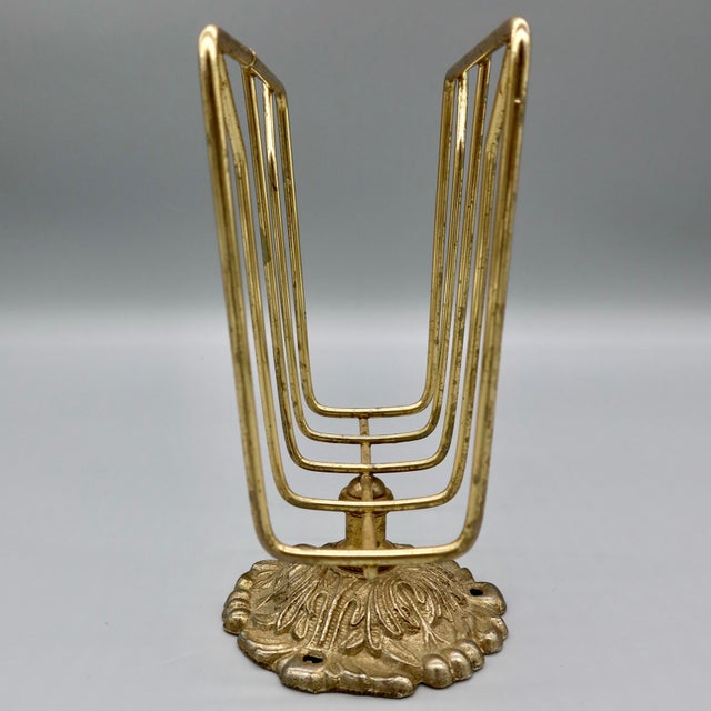 Vintage Brass Hollywood Regency Letter, Napkin Holder For Sale - Image 4 of 7