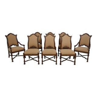Set of 8 Continental Style Upholstered Dining Room Chairs For Sale