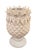 This charming, small vintage pedestal vase, expertly crafted in Italy, showcases a delightful botanical-inspired design...