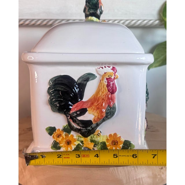 Vintage KMC 3d Hand Painted Rooster Breadbox With Lid For Sale - Image 11 of 11
