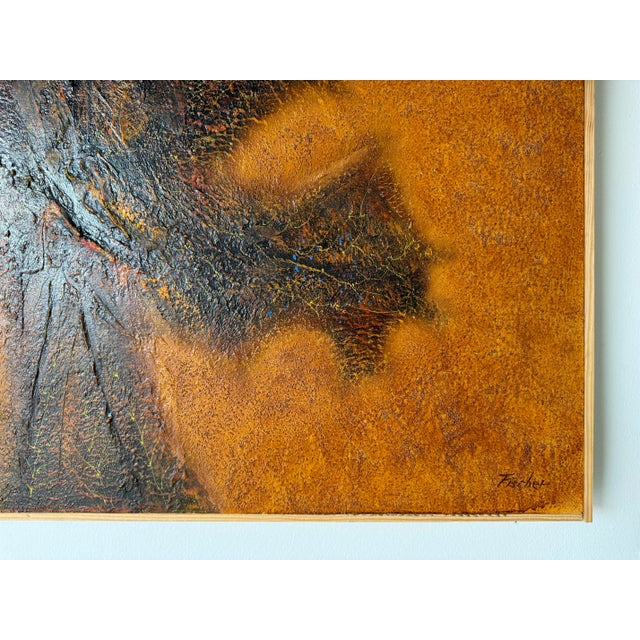 1970s 1970's Mid-Century Fischer Expressionist Abstract Painting, Framed For Sale - Image 5 of 12