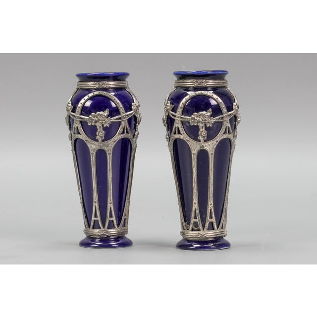 Small Art Nouveau Glazed Ceramic Vases, Set of 2 For Sale - Image 4 of 18