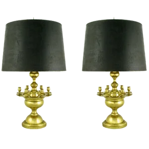 Heavy Brass Regency Table Lamps With Candelabra - a Pair