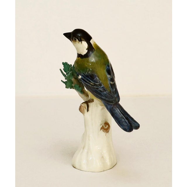 Porcelain Great Tit on a Tree Stump from Meissen, 1920s For Sale - Image 3 of 9