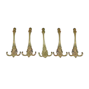 Vintage Art Nouveau Style Brass Coat Racks, 1970s, Set of 6